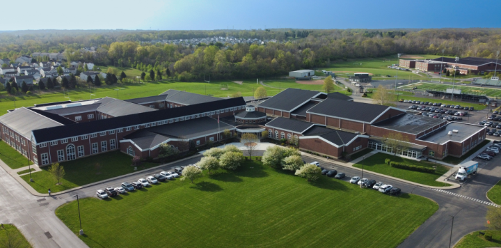lmhs front aerial drone shot
